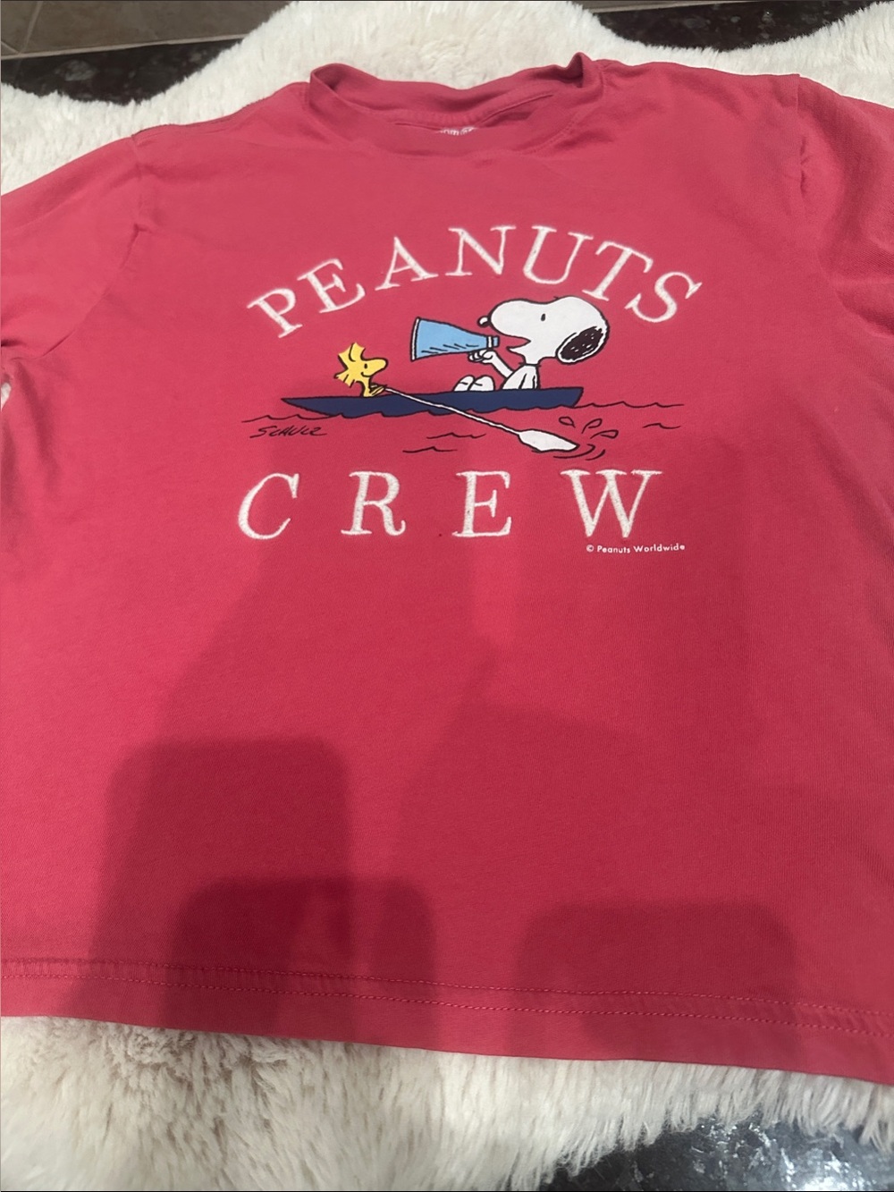 Peanuts Pink Crew Snoopy & Woodstock Graphic Tee